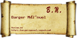 Barger Mánuel névjegykártya